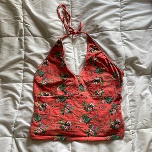 Orange Flower Halter Top